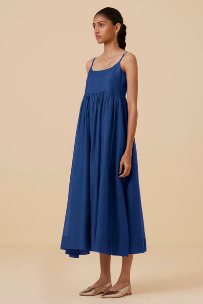 Hamza | Royal Blue Sleeveless Midi Dress