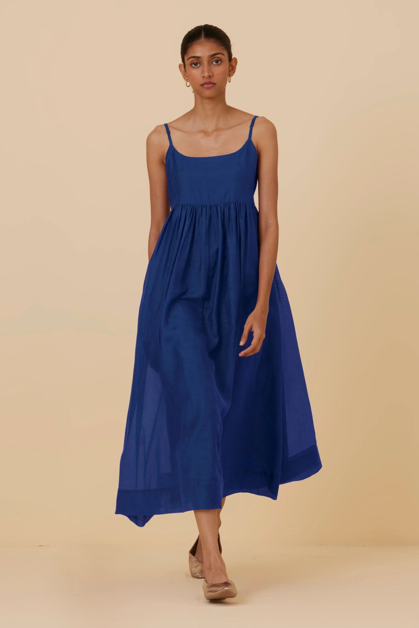 Hamza | Royal Blue Sleeveless Midi Dress