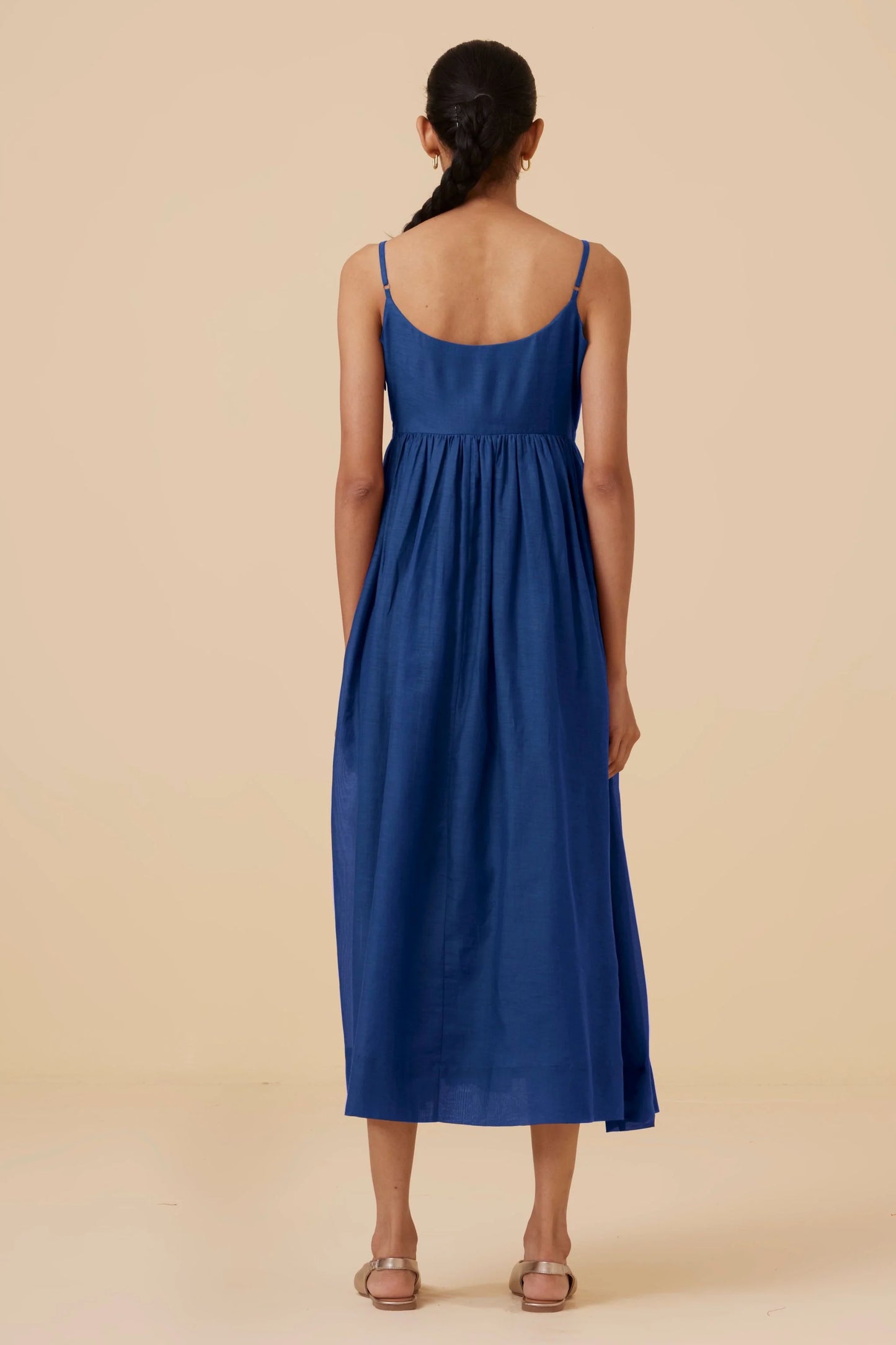 Hamza | Royal Blue Sleeveless Midi Dress