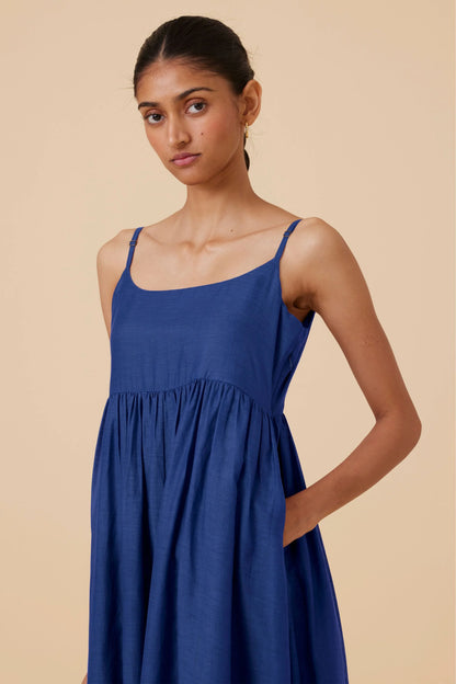 Hamza | Royal Blue Sleeveless Midi Dress