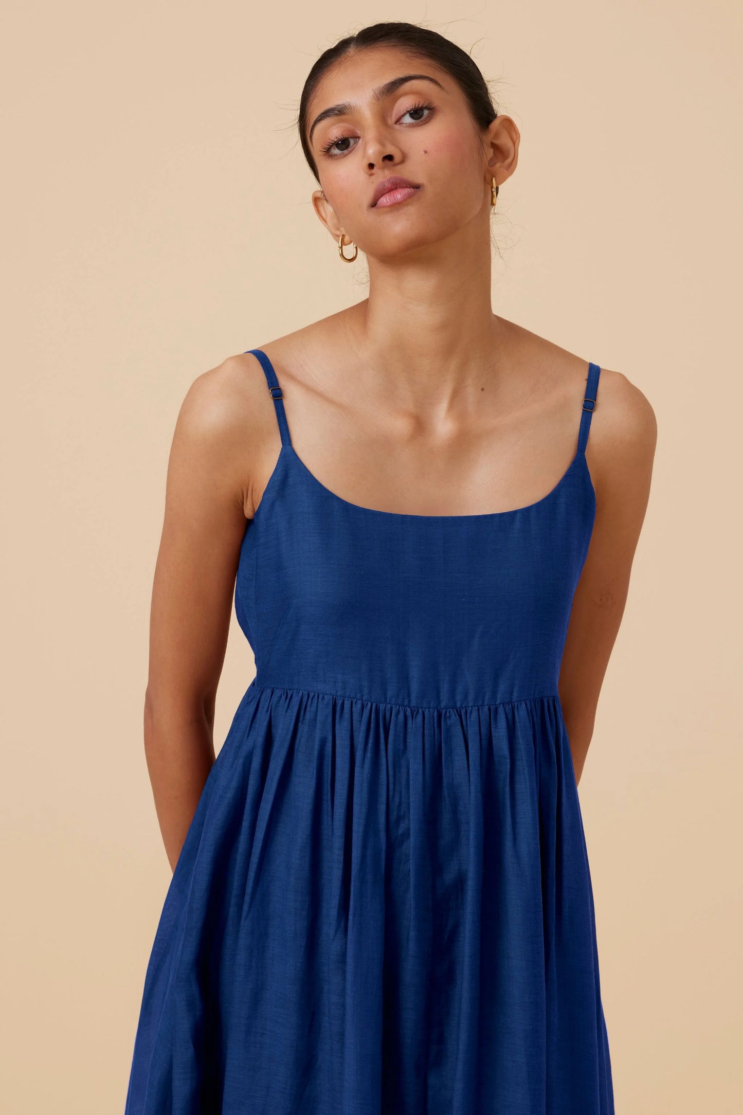 Hamza | Royal Blue Sleeveless Midi Dress