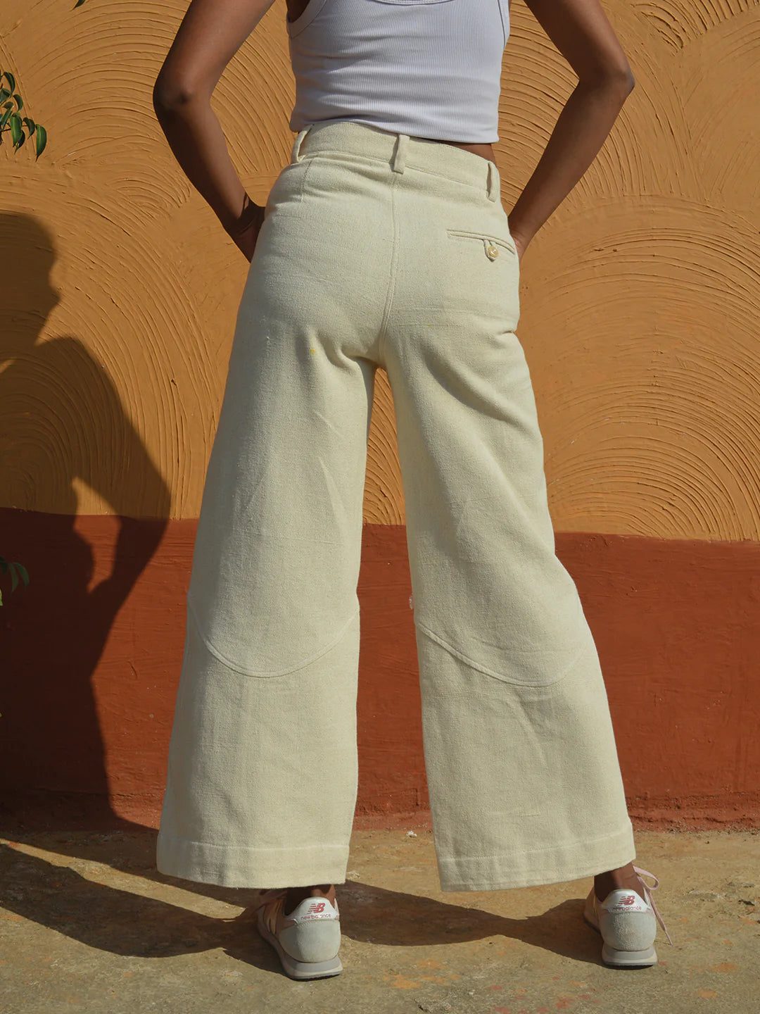 Jharkhand handloom Unisex Wide Leg Pant | Cream