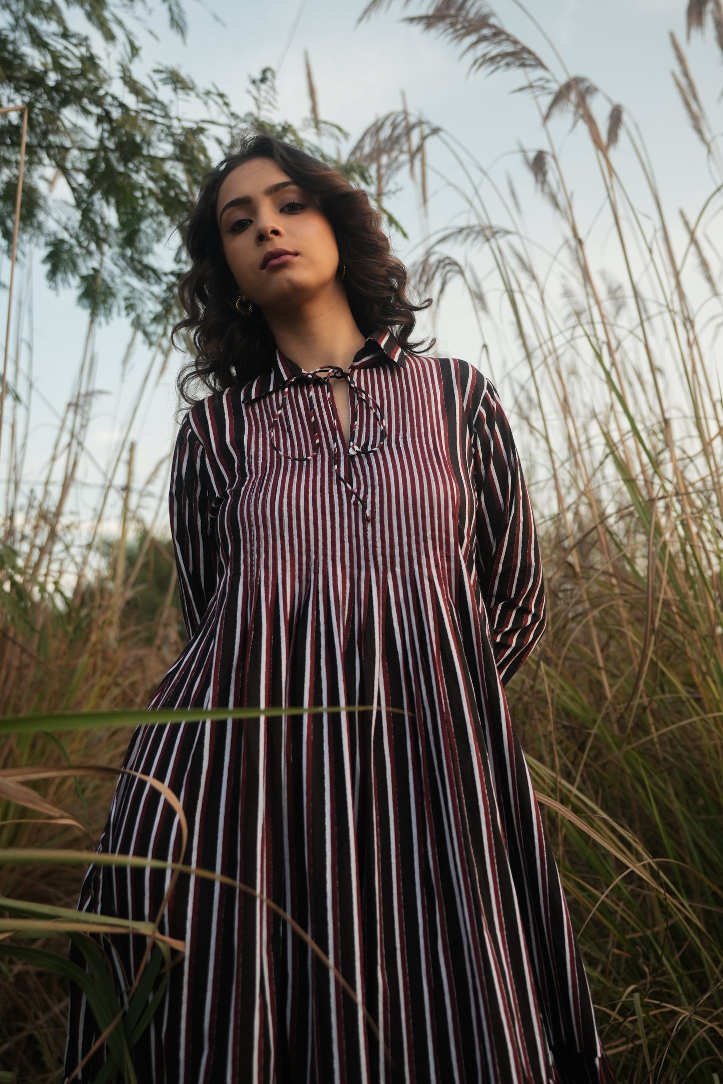Akari | Striped Dress - Black