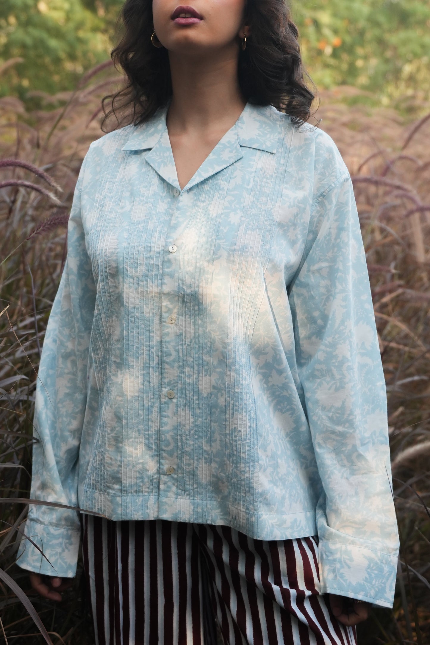 Kiro | Cuban Collar Shirt - Sky