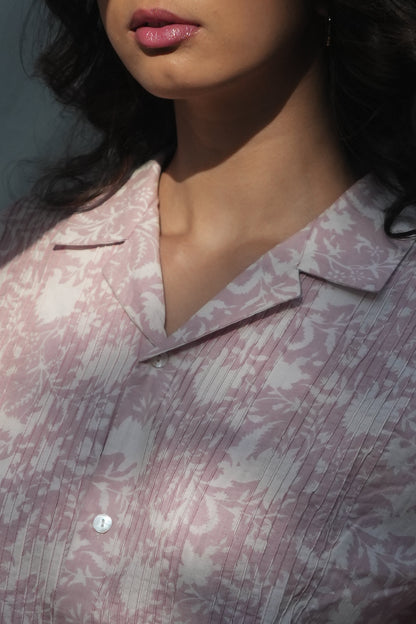 Kiro | Cuban Collar Shirt - Blush Pink