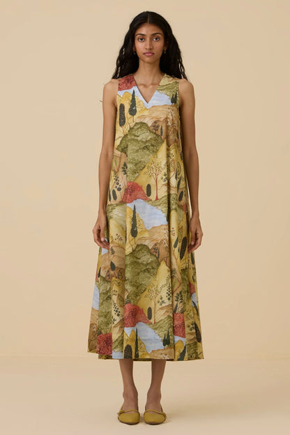 Riaz | Ochre Print Maxi Dress