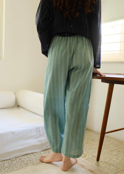 Joey | Straight Sea Green Silk Pants