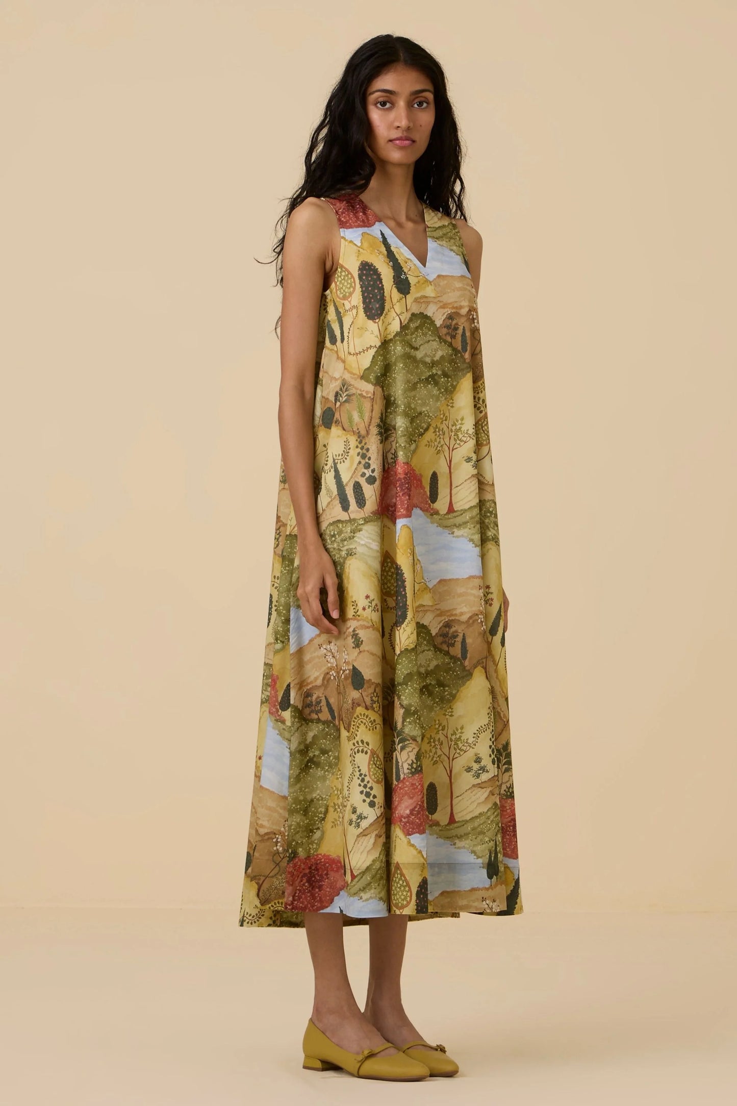 Riaz | Ochre Print Maxi Dress