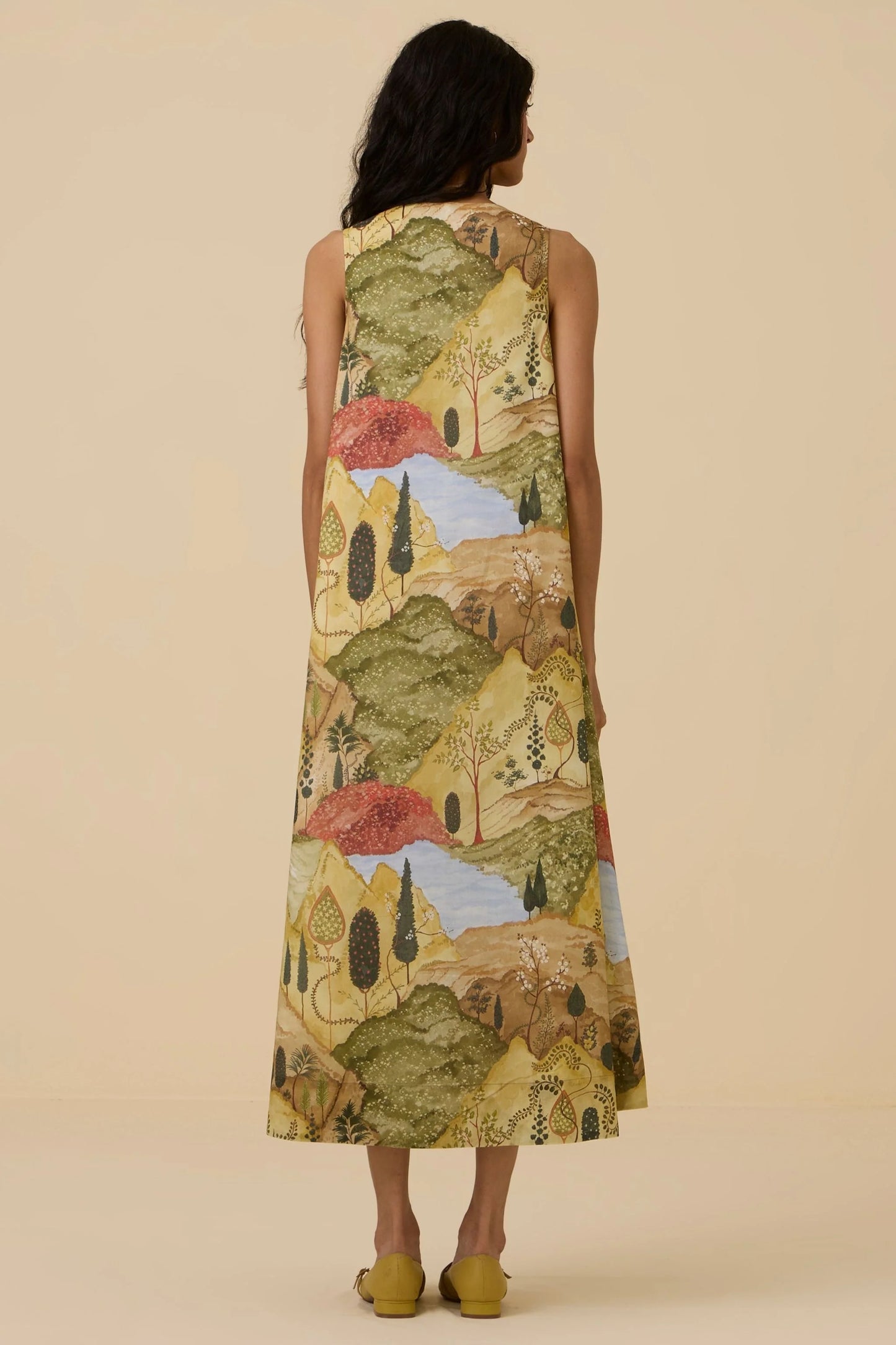 Riaz | Ochre Print Maxi Dress