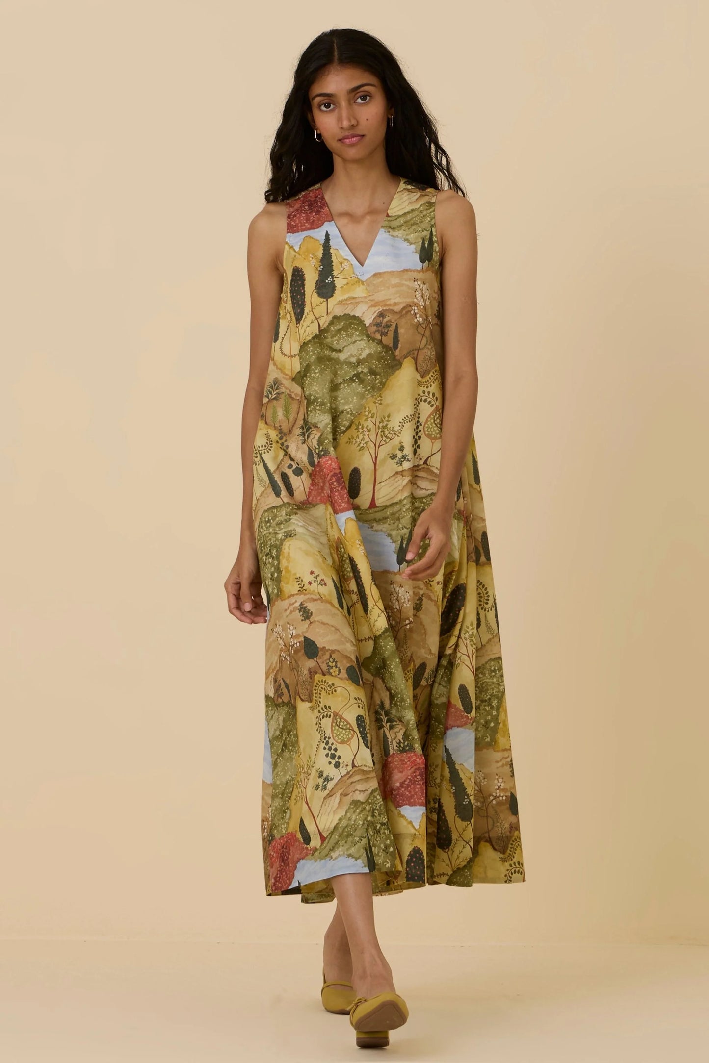 Riaz | Ochre Print Maxi Dress