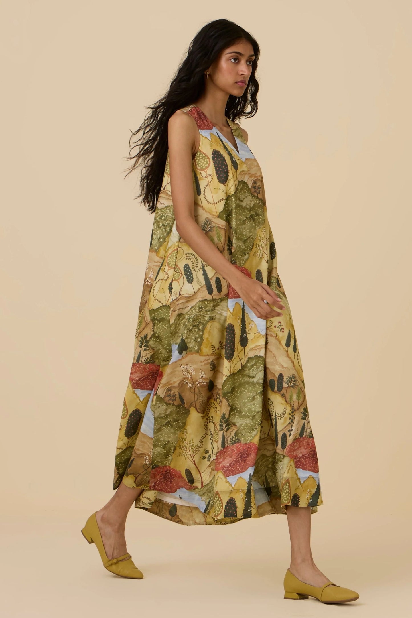 Riaz | Ochre Print Maxi Dress