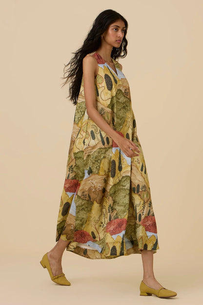 Riaz | Ochre Print Maxi Dress