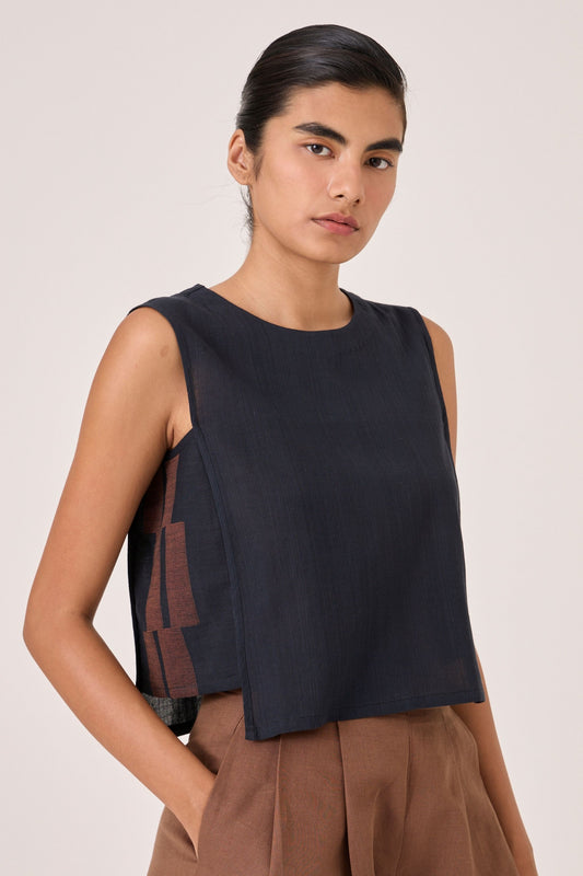 Meesha | Black Handwoven Boxy Top