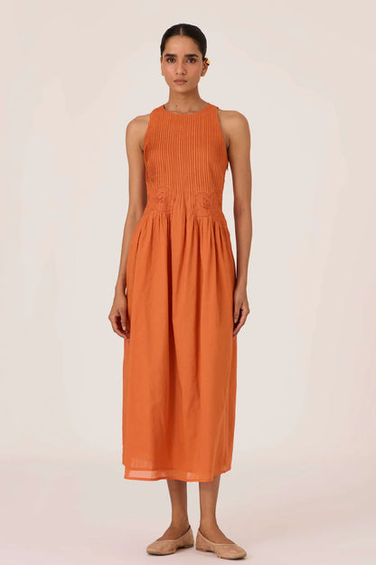 Amani | Apricot Embroidered Dress