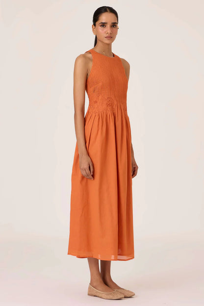 Amani | Apricot Embroidered Dress