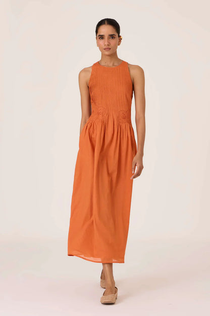 Amani | Apricot Embroidered Dress