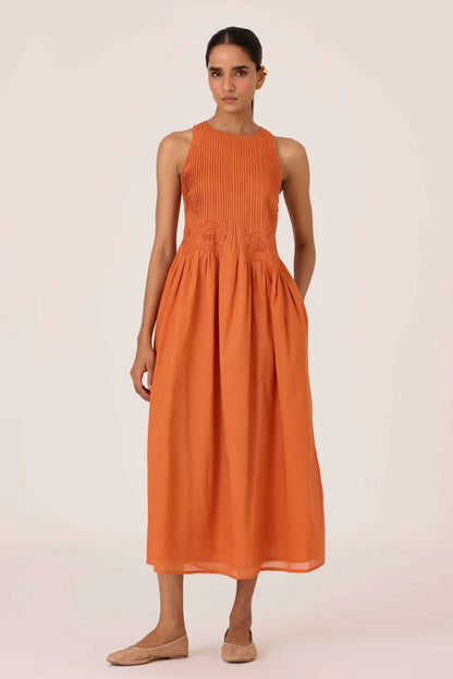 Amani | Apricot Embroidered Dress