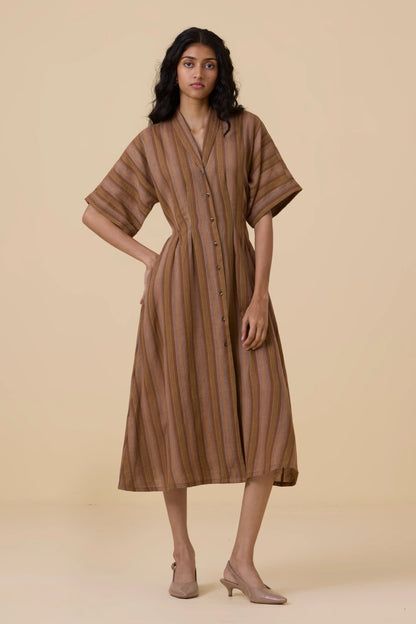 Qirat | Striped Handwoven Dress