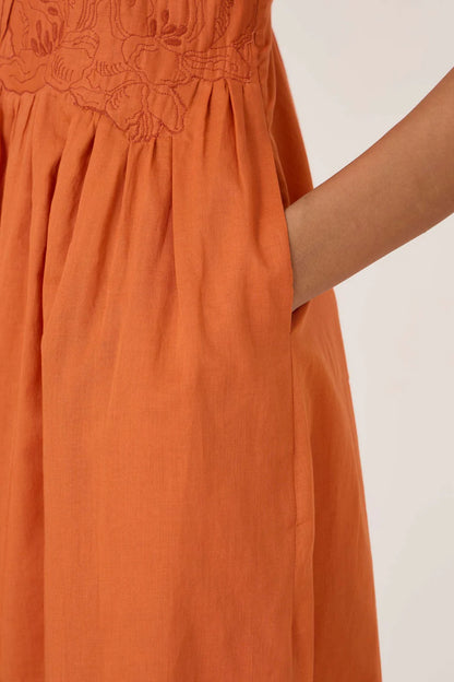 Amani | Apricot Embroidered Dress