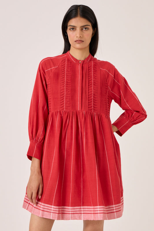 Amila | Red Stripe Shirt Dress