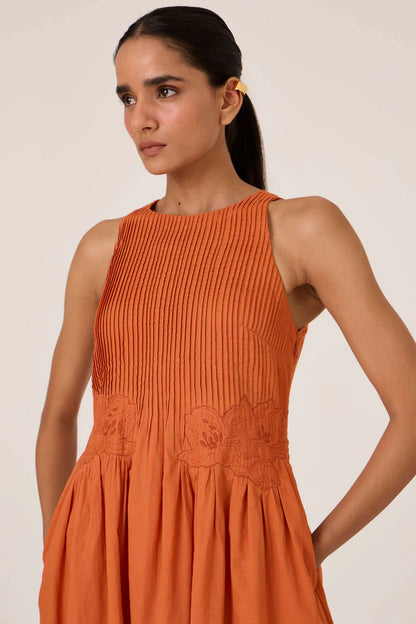 Amani | Apricot Embroidered Dress
