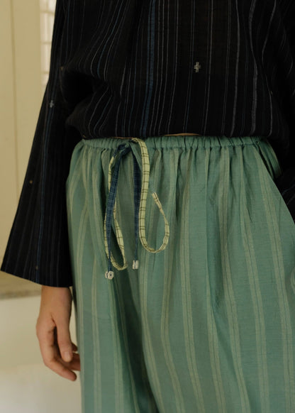 Joey | Straight Sea Green Silk Pants