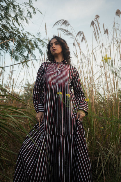 Akari | Striped Dress - Black