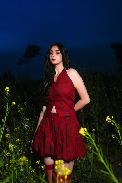 Plume | Crimson Balloon Skirt - Red