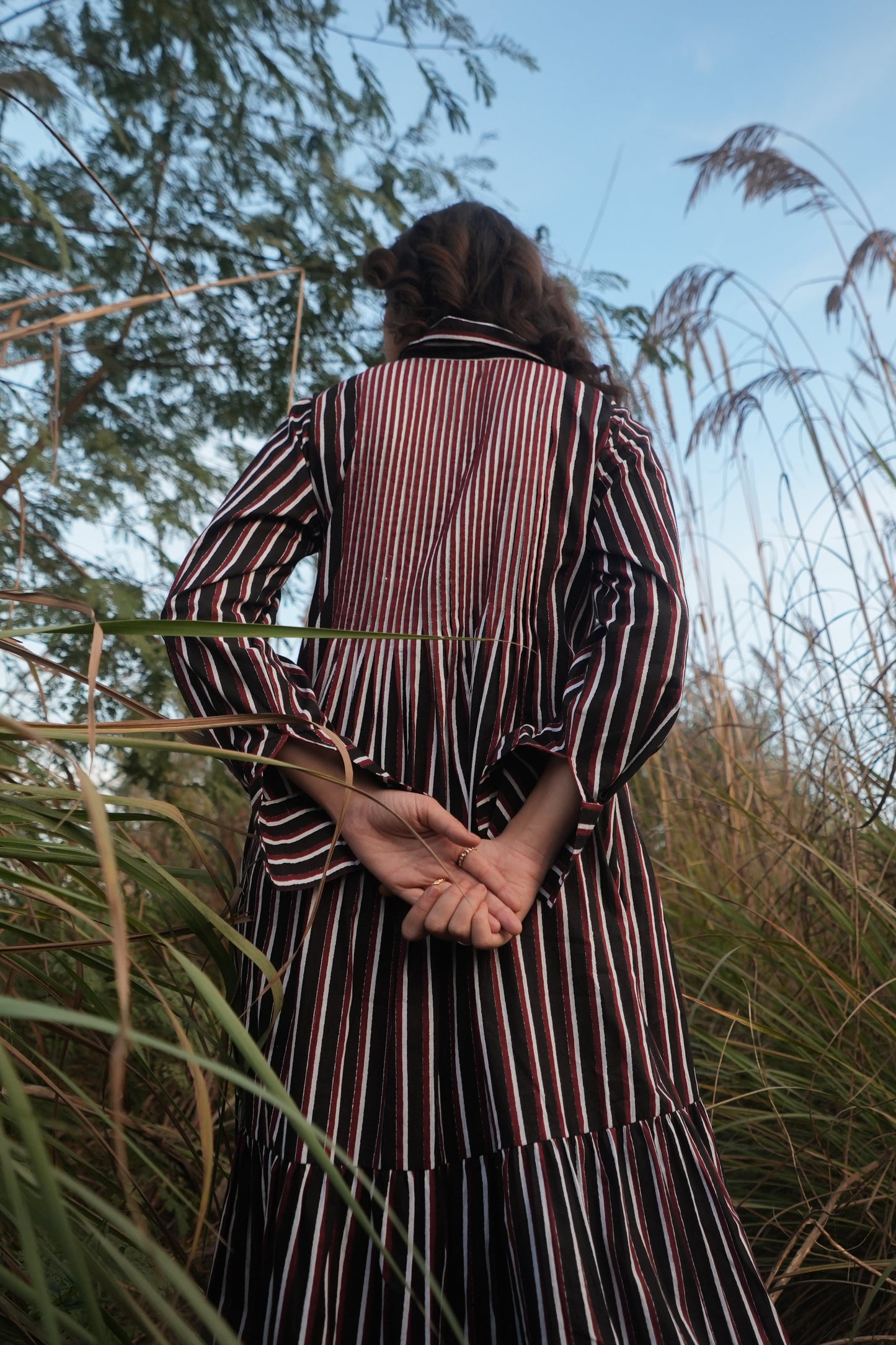 Akari | Striped Dress - Black