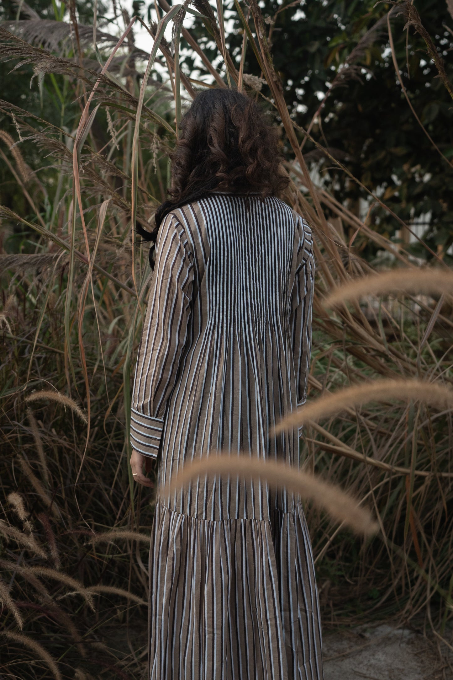 Akari | Striped Dress - Brown