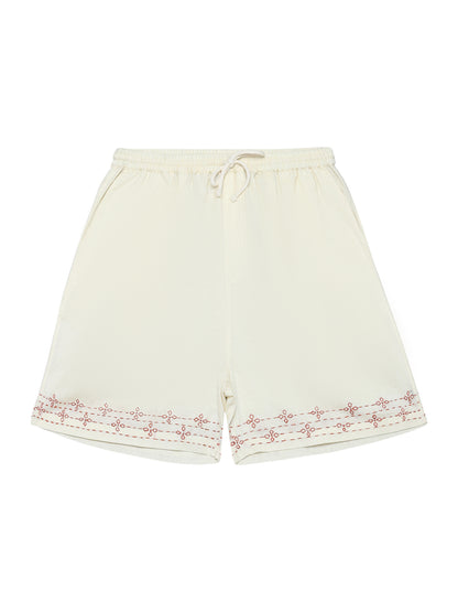 Kharekh | Hand Embroidered Linen Shorts