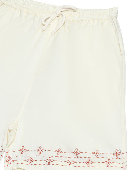 Kharekh | Hand Embroidered Linen Shorts