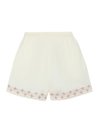 Kharekh | Hand Embroidered Linen Shorts