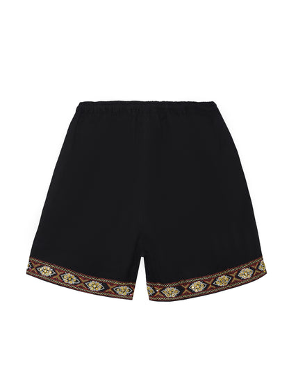 Paako | Hand Embroidered Linen Shorts