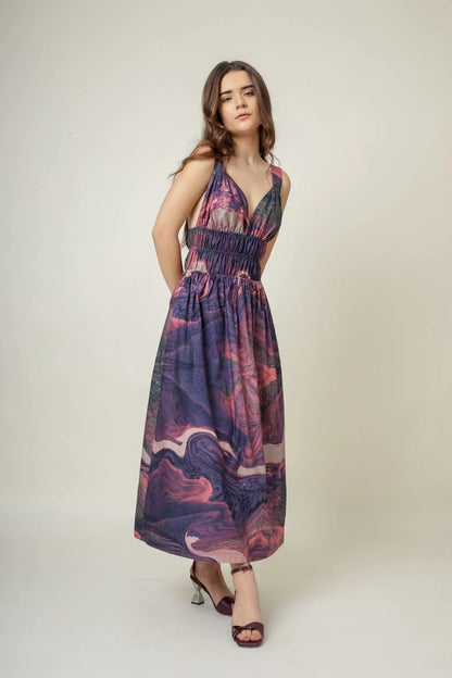 August | Purple Printed Dress