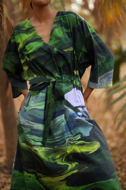Doris | Green Oversized Printed Dress