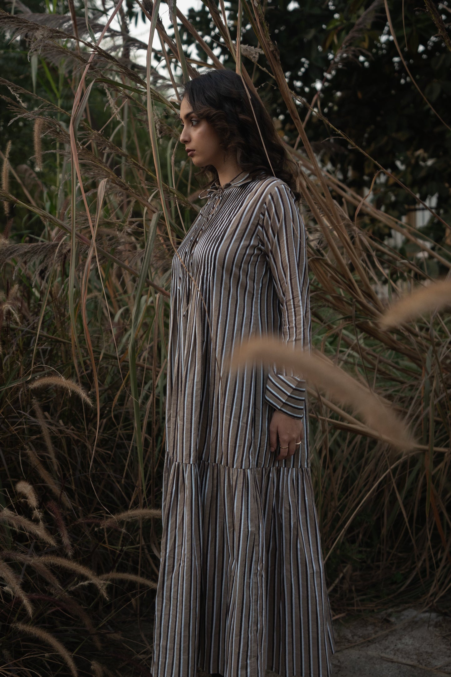 Akari | Striped Dress - Brown