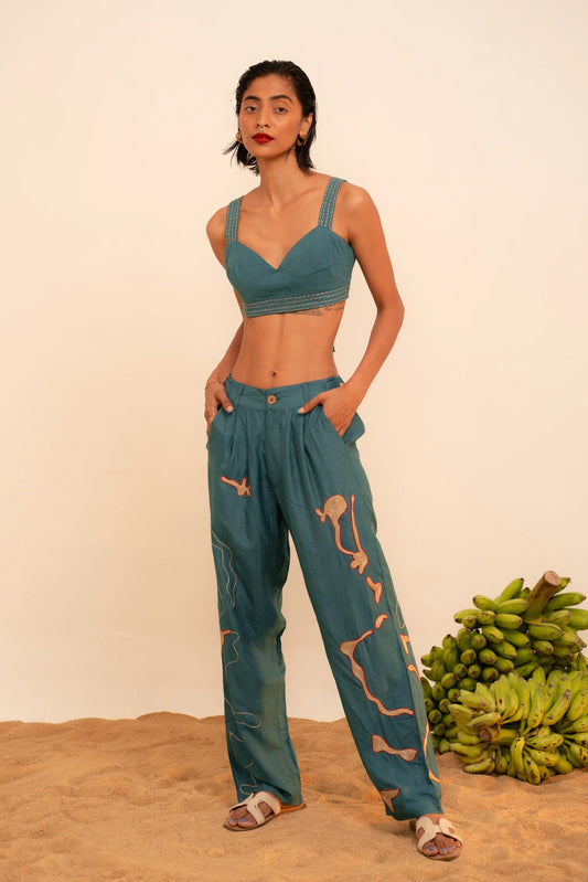 Samudram | Coral Silk Trousers