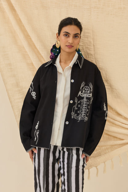 Jugnu | Black Handloom Jacket