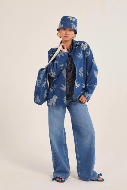Meso | Denim Embroidered Bucket Hat