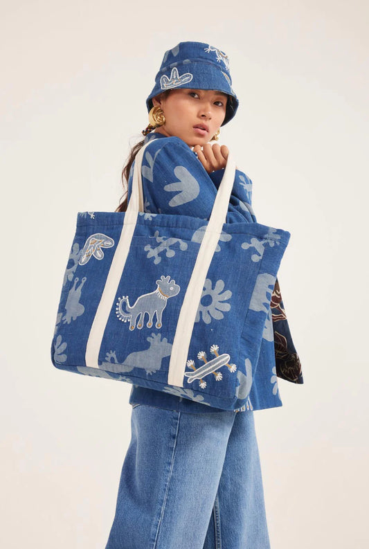 Meso | Denim Embroidered Bucket Hat