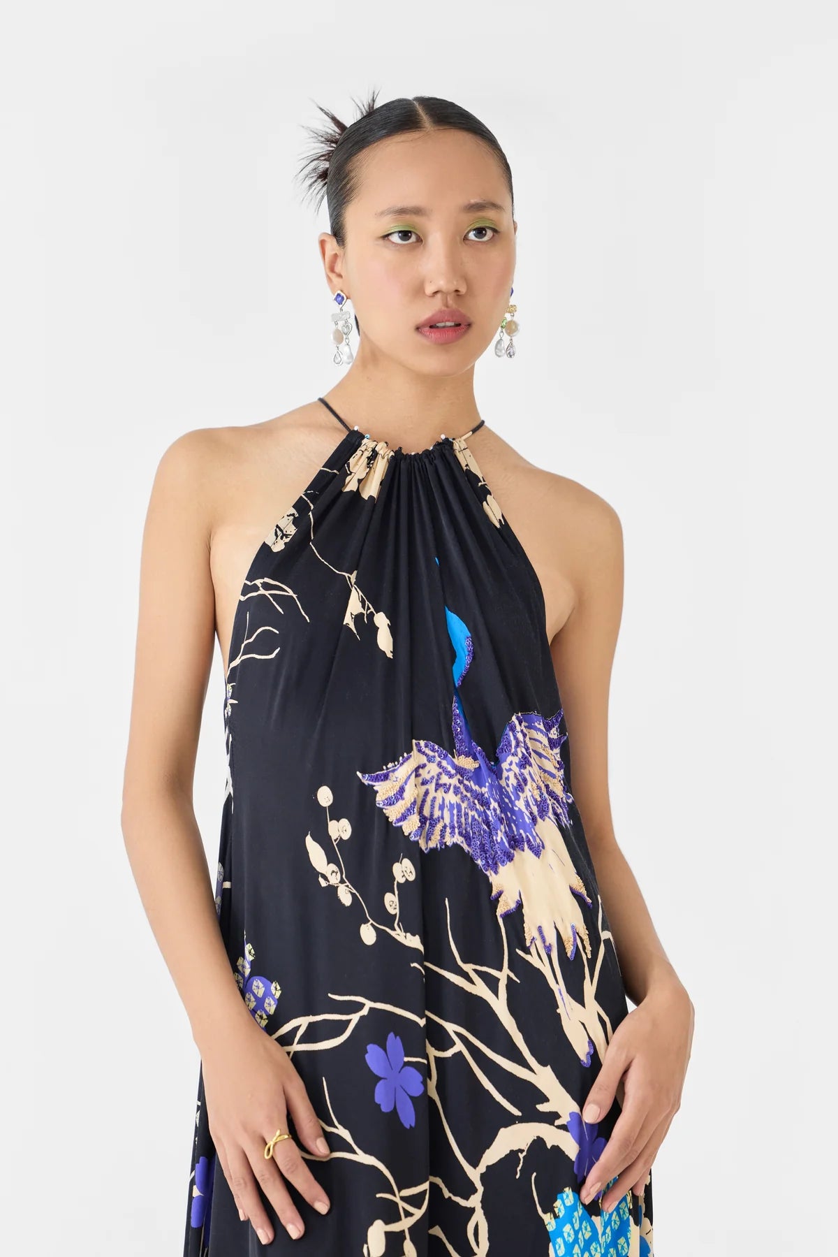 Black Crane | Halter Dress