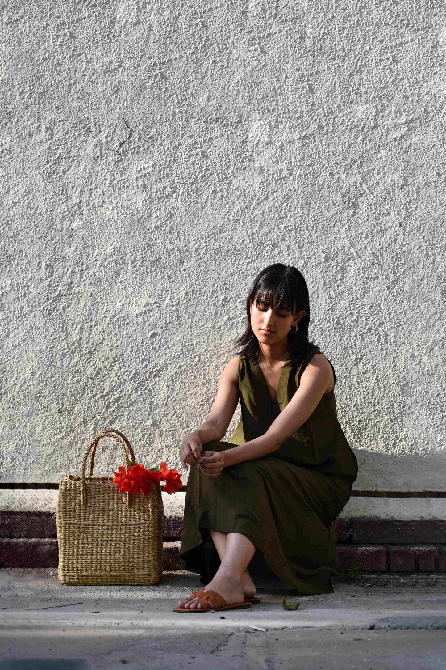 Olive | Sleeveless Silk Dress
