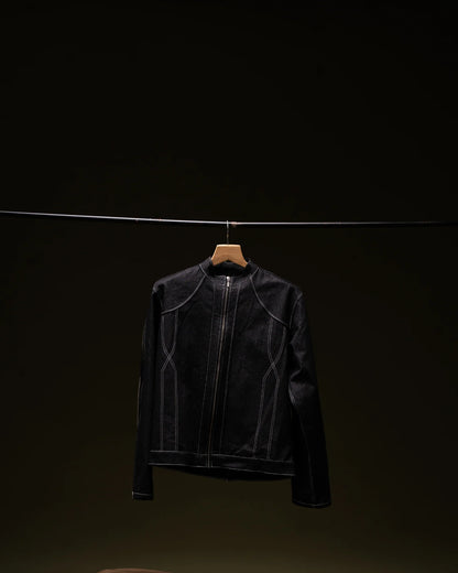 Silver Boss | Black Denim Biker Jacket