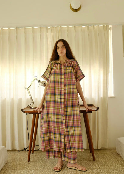 Anaya Set | Red Checks Cotton Kurta
