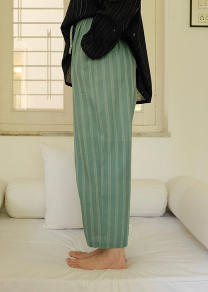 Joey | Straight Sea Green Silk Pants