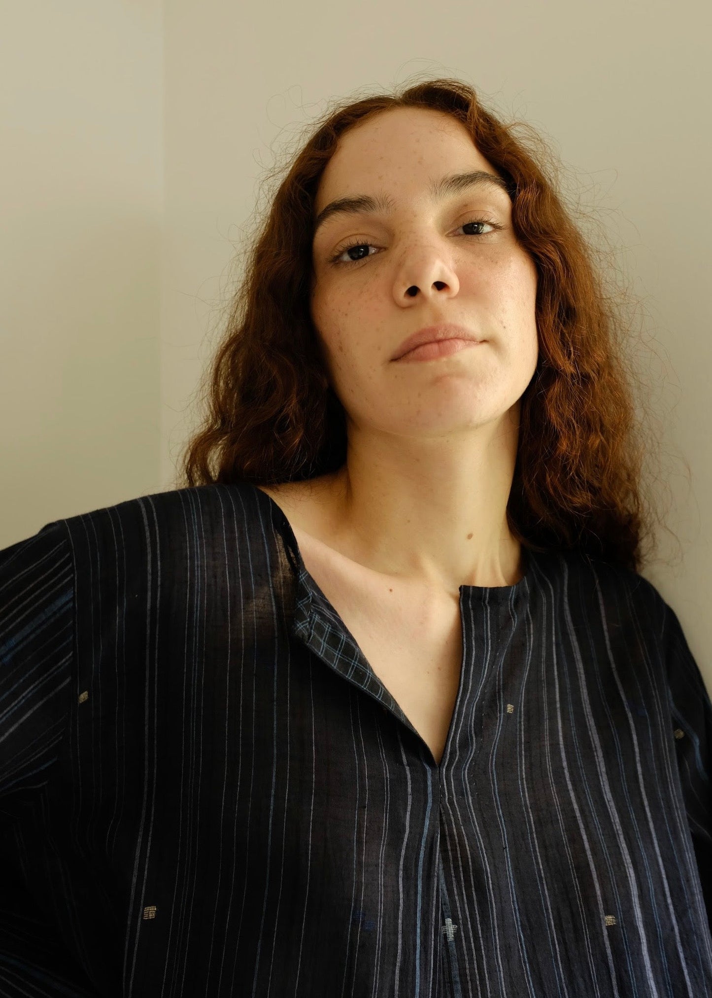 Maya | Relaxed Midnight Jamdani Cotton Top