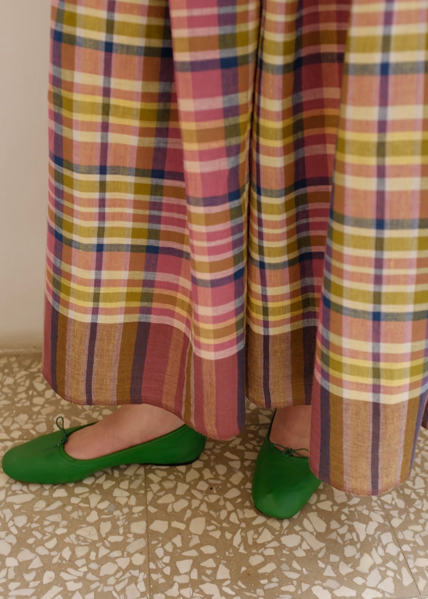 Araya | Pleated Red Checks Cotton Skirt