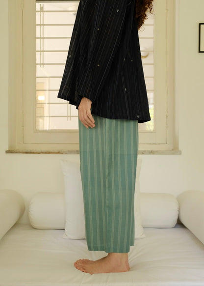 Joey | Straight Sea Green Silk Pants
