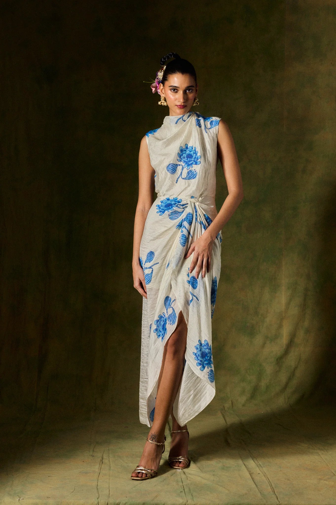 Fizah | Silk Draped Dress